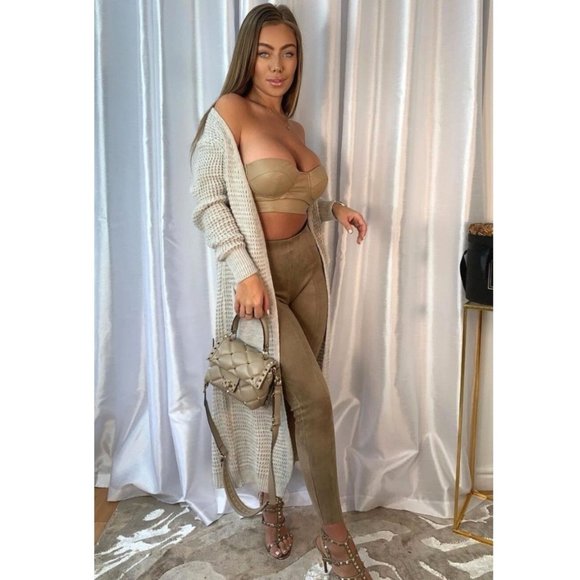 Knitted Long Sleeve Open Front Long Maxi Cardigan Sweater Duster - Picture 12 of 16